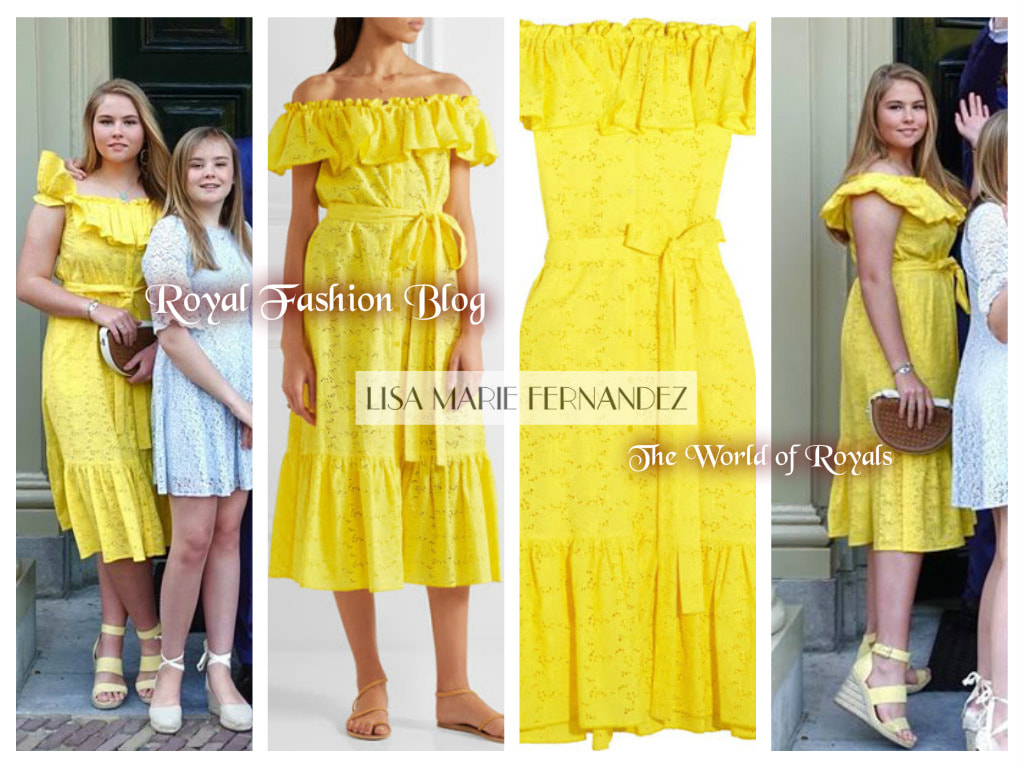 Wardianzaak eiwit Overeenkomstig met Prinses Amalia in gele jurk van Lisa Marie Fernandez. - Royal Fashion Blog